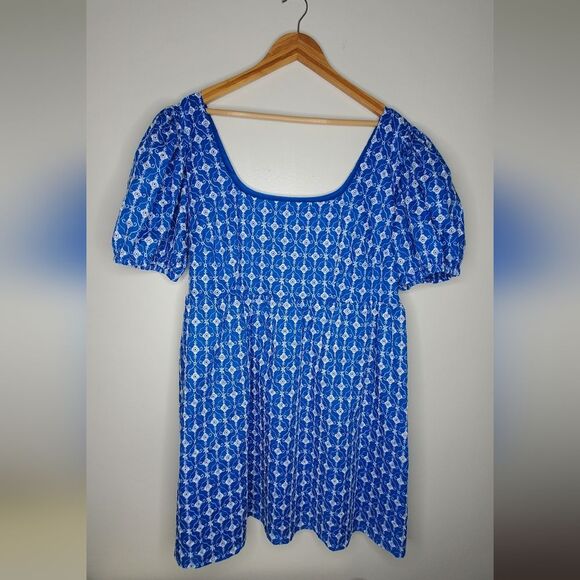 Rhode Eyelet Mini Babydoll Dress Blue With pockets Size XXL - Picture 9 of 16